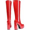 DREAM PAIRS Women’s Platform Heeled Knee High Boots, Long Chunky Tall Gogo Boots for Fall(Red-pat)