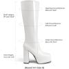 DREAM PAIRS Women’s Platform Heeled Knee High Boots, Long Chunky Tall Gogo Boots for Fall(White-pat)