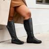 DREAM PAIRS Women’s Wide Calf Knee High Faux Fur-Lined Flat Fashion Winter Boots with Side Zipper(Black)