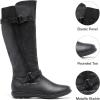 DREAM PAIRS Women’s Wide Calf Knee High Faux Fur-Lined Flat Fashion Winter Boots with Side Zipper(Black)