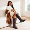 DREAM PAIRS Women’s Wide Calf Knee High Faux Fur-Lined Flat Fashion Winter Boots with Side Zipper(Brown)