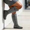 DREAM PAIRS Women’s Wide Calf Knee High Faux Fur-Lined Flat Fashion Winter Boots with Side Zipper(Grey)