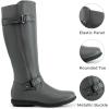 DREAM PAIRS Women’s Wide Calf Knee High Faux Fur-Lined Flat Fashion Winter Boots with Side Zipper(Trace-wide-calf-grey)