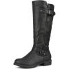 DREAM PAIRS Women’s Knee High Boots Comfortable Riding Boots Side Zipper Fall Boots with Buckle(Black)