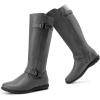 DREAM PAIRS Women’s Wide Calf Knee High Faux Fur-Lined Flat Fashion Winter Boots with Side Zipper(Trace-wide-calf-grey)