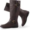 DREAM PAIRS Women’s Wide Calf Knee High Faux Fur-Lined Flat Fashion Winter Boots with Side Zipper(Wide/Calf/Brown)