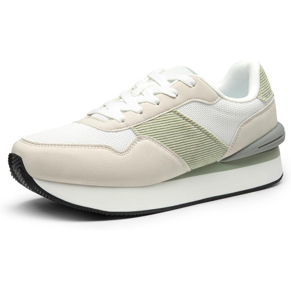 image:imageDREAM PAIRS Women Sneakers Tennis Ray Walking Platform Chunky Comfortable Lightweight Lace Up Casual Fashion SneakerWhiteGreen