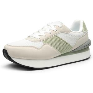 DREAM PAIRS Women Sneakers Tennis Ray Walking Platform Chunky Comfortable Lightweight Lace Up Casual Fashion Sneaker(White/Green)
