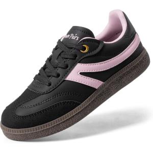 DREAM PAIRS Boys Girls Indoor Soccer Shoes Kids Youth Child Baseball Tennis Casual Sneakers Dress Shoes(Black/Pink)
