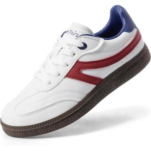 DREAM PAIRS Boys Girls Indoor Soccer Shoes Kids Youth Child Baseball Tennis Casual Sneakers Dress Shoes(White/Red)