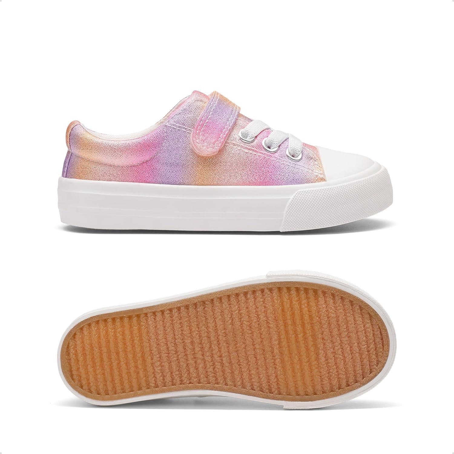 image:imageDREAM PAIRS Kids Toddler Sneakers Boys Girls Casual Canvas School ShoesPinkRainbow