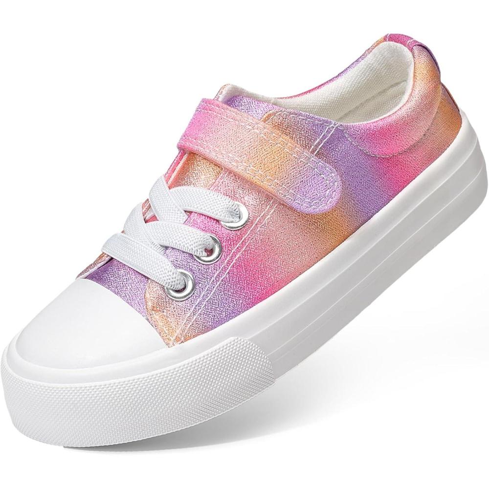 image:imageDREAM PAIRS Kids Toddler Sneakers Boys Girls Casual Canvas School ShoesPinkRainbow