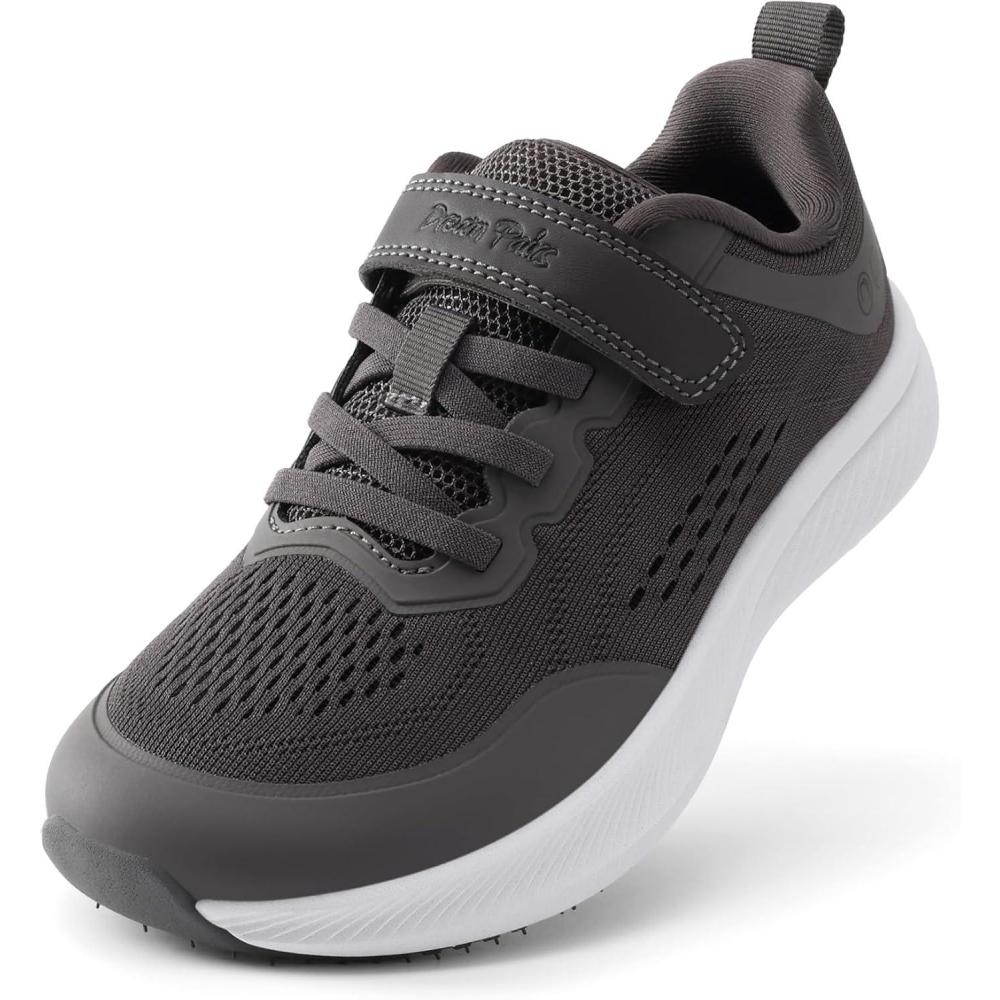image:imageDREAM PAIRS Kids Wide Toe Box Athletic Running Sneakers Breathable Lightweight Casual Tennis Shoes Minimalist for Boys Girls School SportsDark Grey