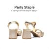 DREAM PAIRS Girls Sandals Open Toe Low Block Chunky Heels Sandals Party Dress Pumps Shoes for Little Big Kid(All Gold Glitter)