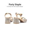 DREAM PAIRS Girls Sandals Open Toe Low Block Chunky Heels Sandals Party Dress Pumps Shoes for Little Big Kid(All Gold Metallic)