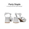 DREAM PAIRS Girls Sandals Open Toe Low Block Chunky Heels Sandals Party Dress Pumps Shoes for Little Big Kid(All Silver Glitter)