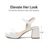 DREAM PAIRS Girls Sandals Open Toe Low Block Chunky Heels Sandals Party Dress Pumps Shoes for Little Big Kid(All White)