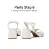 DREAM PAIRS Girls Sandals Open Toe Low Block Chunky Heels Sandals Party Dress Pumps Shoes for Little Big Kid(All White)