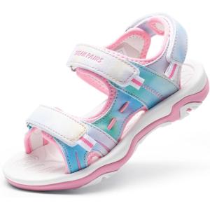 DREAM PAIRS Boys Girls Sandals Kids Athletic Summer Sports Water Shoes for Toddler/Little Kid/Big Kid(Rainbow/Pink-pu)