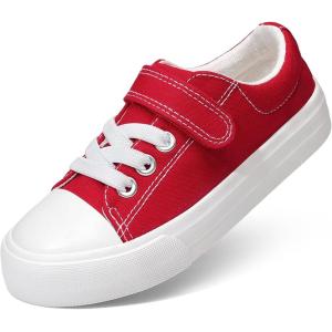 DREAM PAIRS Kids Toddler Sneakers Boys Girls Casual Canvas School Shoes(Red)