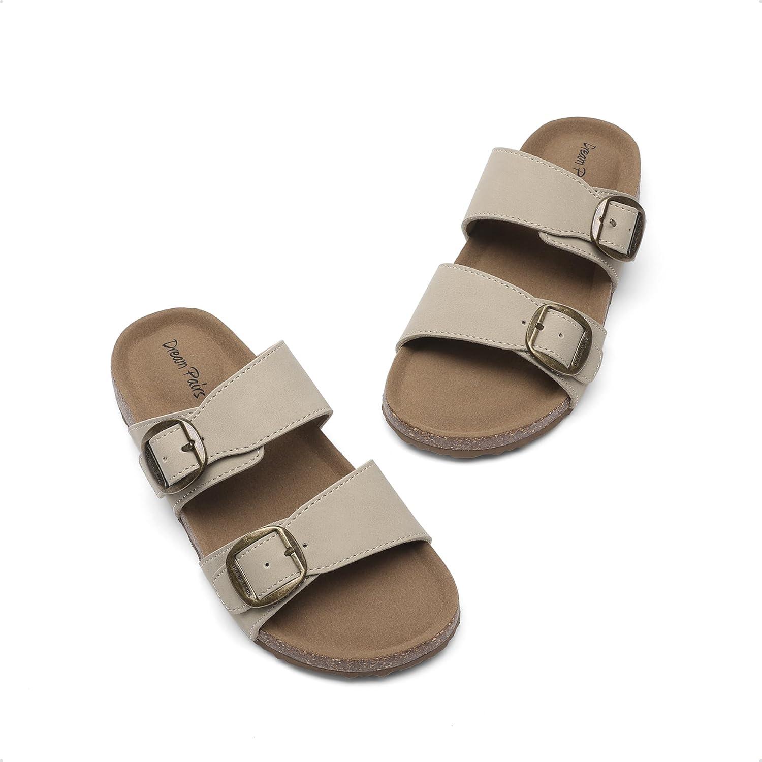 image:imageDREAM PAIRS Girls Boys Slides For Kids NonSlip with Adjustable Straps for Indoor amp Outdoor Toddler Little KidBig KidBeige