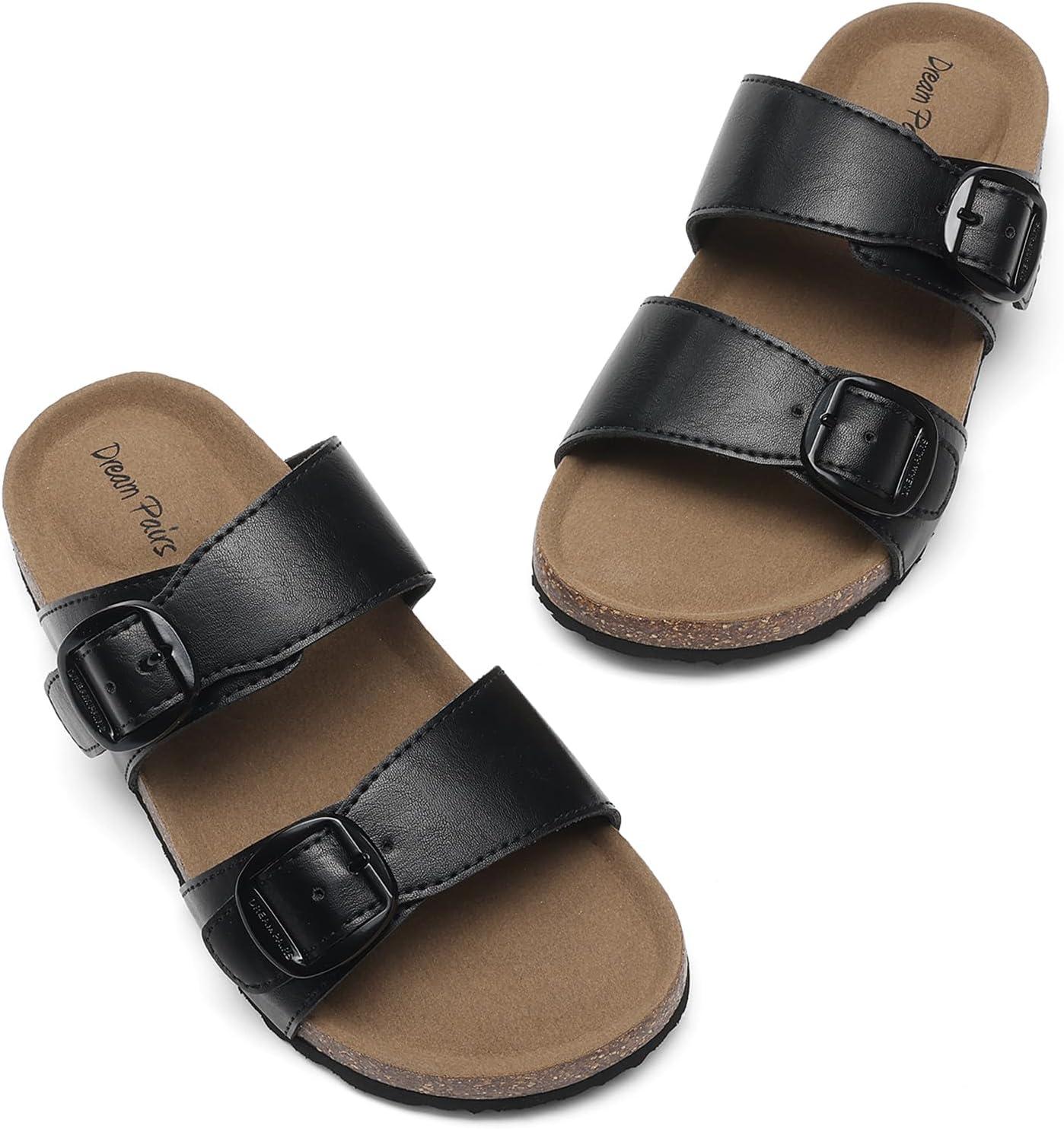 image:imageDREAM PAIRS Girls Boys Slides For Kids NonSlip with Adjustable Straps for Indoor amp Outdoor Toddler Little KidBig KidBlack