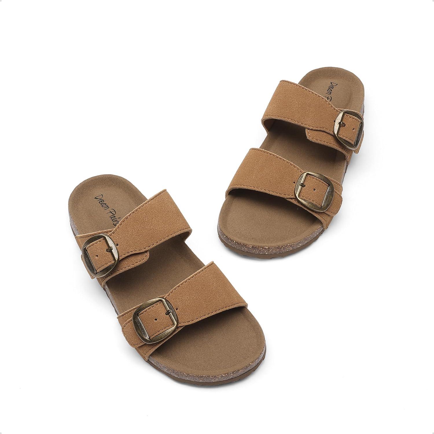 image:imageDREAM PAIRS Girls Boys Slides For Kids NonSlip with Adjustable Straps for Indoor amp Outdoor Toddler Little KidBig KidCamel
