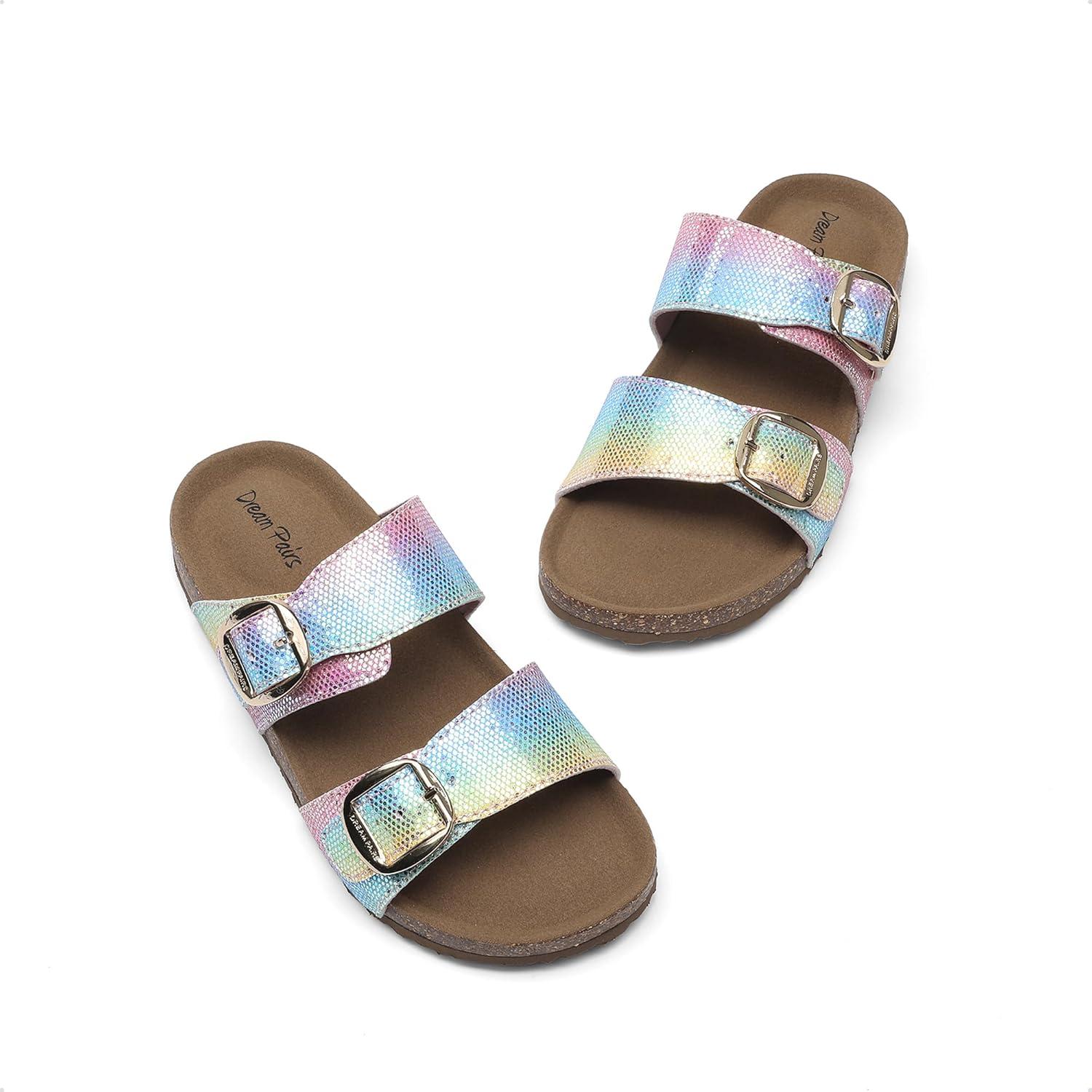 image:imageDREAM PAIRS Girls Boys Slides For Kids NonSlip with Adjustable Straps for Indoor amp Outdoor Toddler Little KidBig KidRainbow