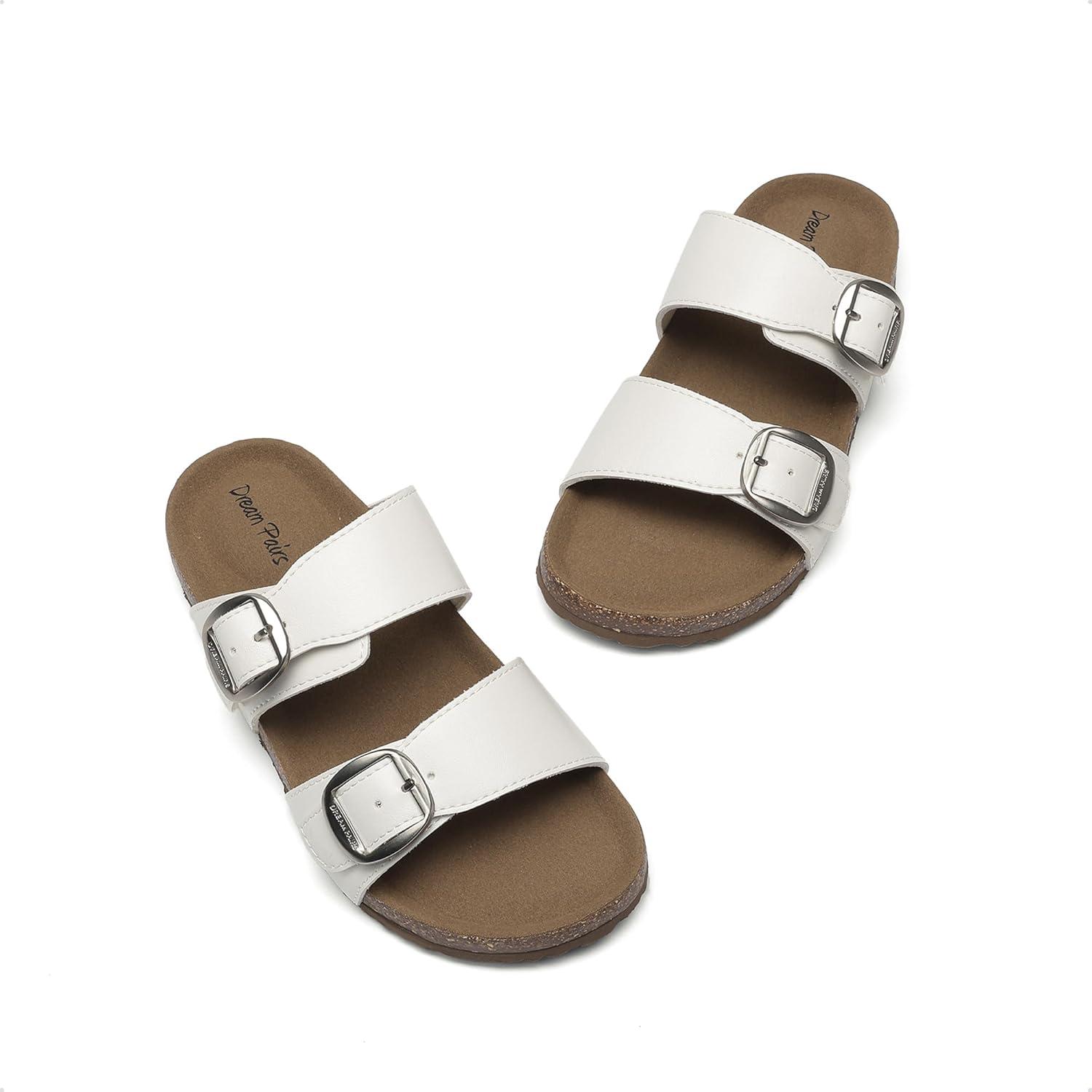 image:imageDREAM PAIRS Girls Boys Slides For Kids NonSlip with Adjustable Straps for Indoor amp Outdoor Toddler Little KidBig KidWhite