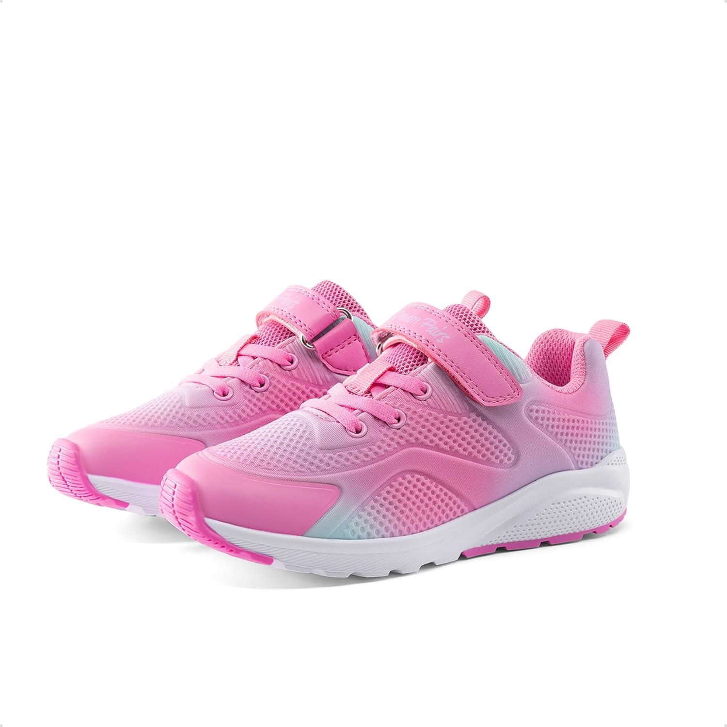 image:imageDREAM PAIRS Girls Running Shoes Kids Sneakers Tennis ColorBurst Lightweight Casual Walking ShoesPinkGreen