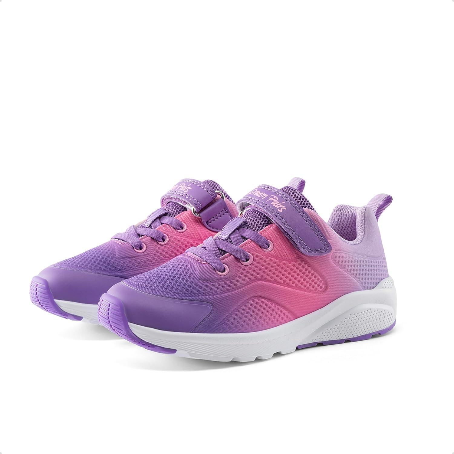 image:imageDREAM PAIRS Girls Running Shoes Kids Sneakers Tennis ColorBurst Lightweight Casual Walking ShoesPurpleHot Pink