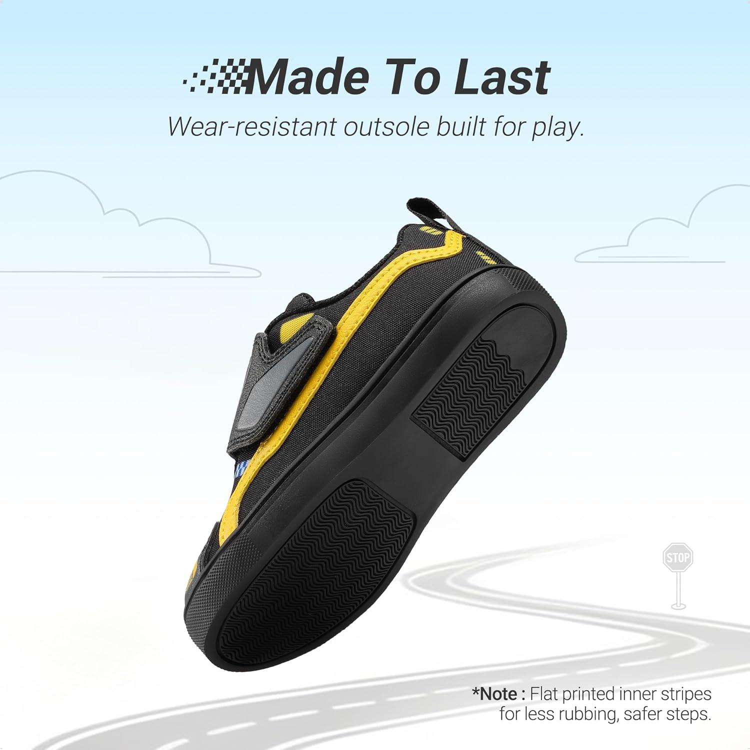 image:imageDREAM PAIRS Toddler Boys Sneakers Little Kids Shoes Fun Cartoon Cute Causal Walking Hook and Loop LightweightBlack