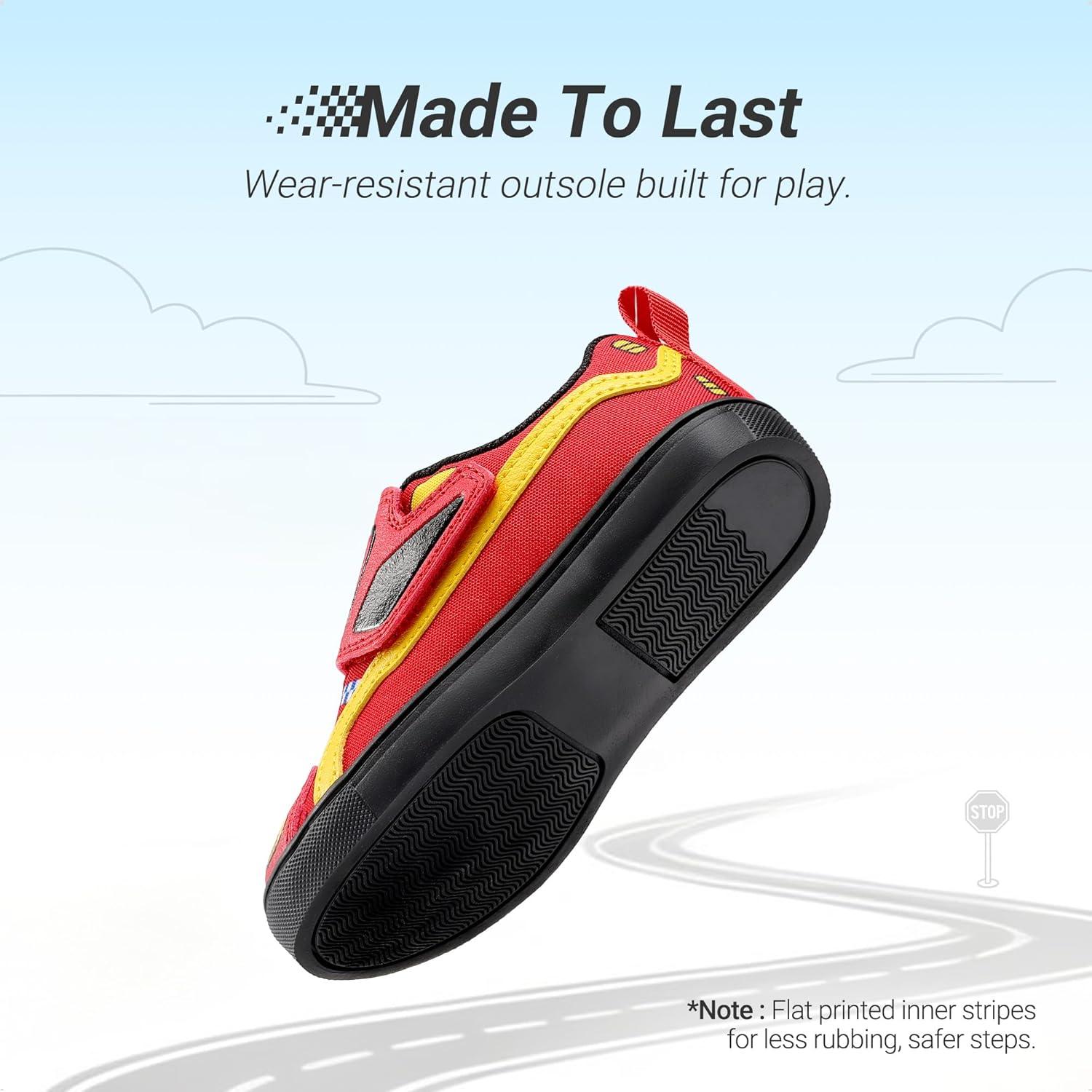 image:imageDREAM PAIRS Toddler Boys Sneakers Little Kids Shoes Fun Cartoon Cute Causal Walking Hook and Loop LightweightRed