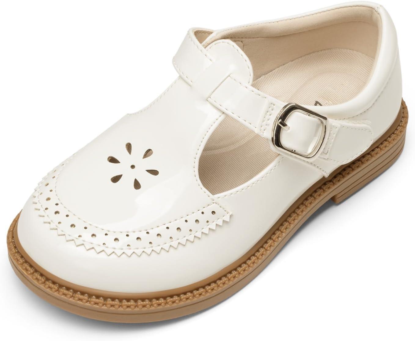 image:imageDREAM PAIRS Toddler Little Girls Mary Jane Dress Shoes Ballet Flats for Girl School Uniform ShoesAll White