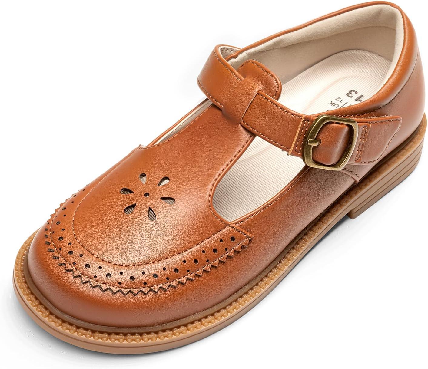 image:imageDREAM PAIRS Toddler Little Girls Mary Jane Dress Shoes Ballet Flats for Girl School Uniform ShoesBrown