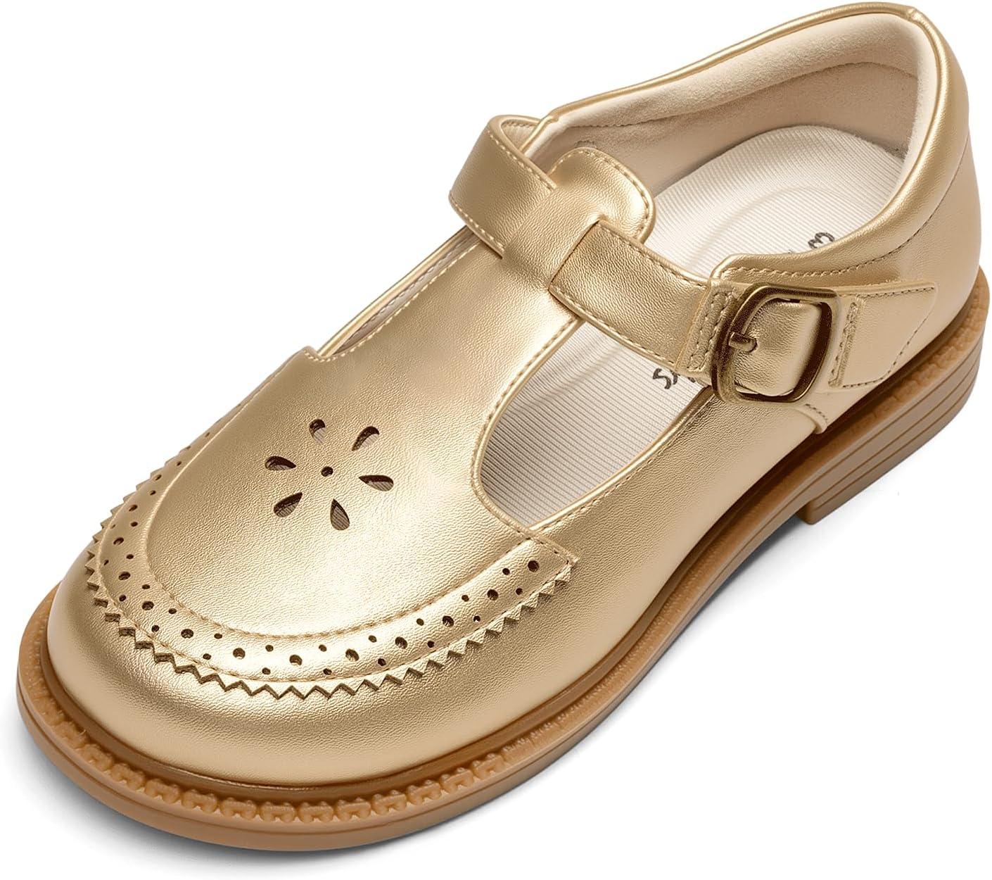 image:imageDREAM PAIRS Toddler Little Girls Mary Jane Dress Shoes Ballet Flats for Girl School Uniform ShoesGold