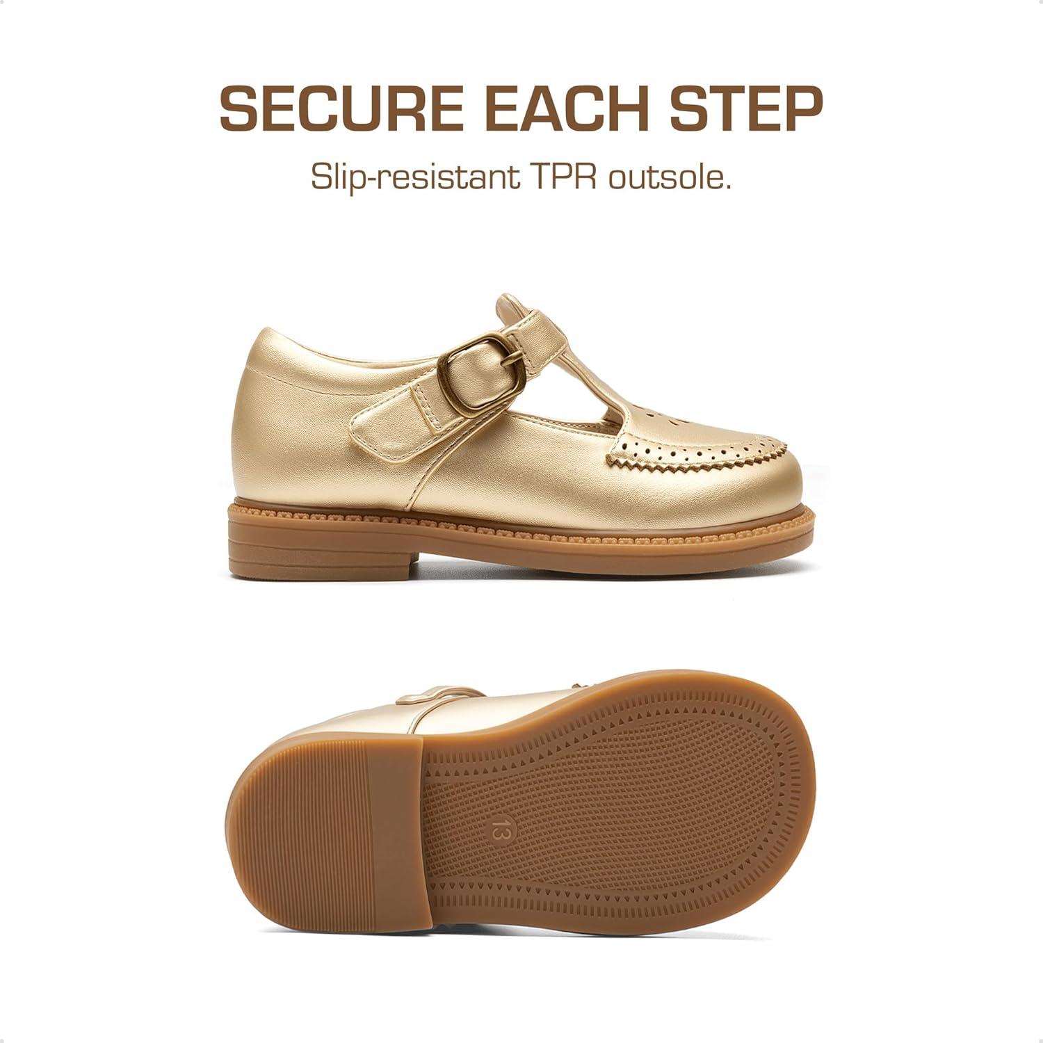 image:imageDREAM PAIRS Toddler Little Girls Mary Jane Dress Shoes Ballet Flats for Girl School Uniform ShoesGold