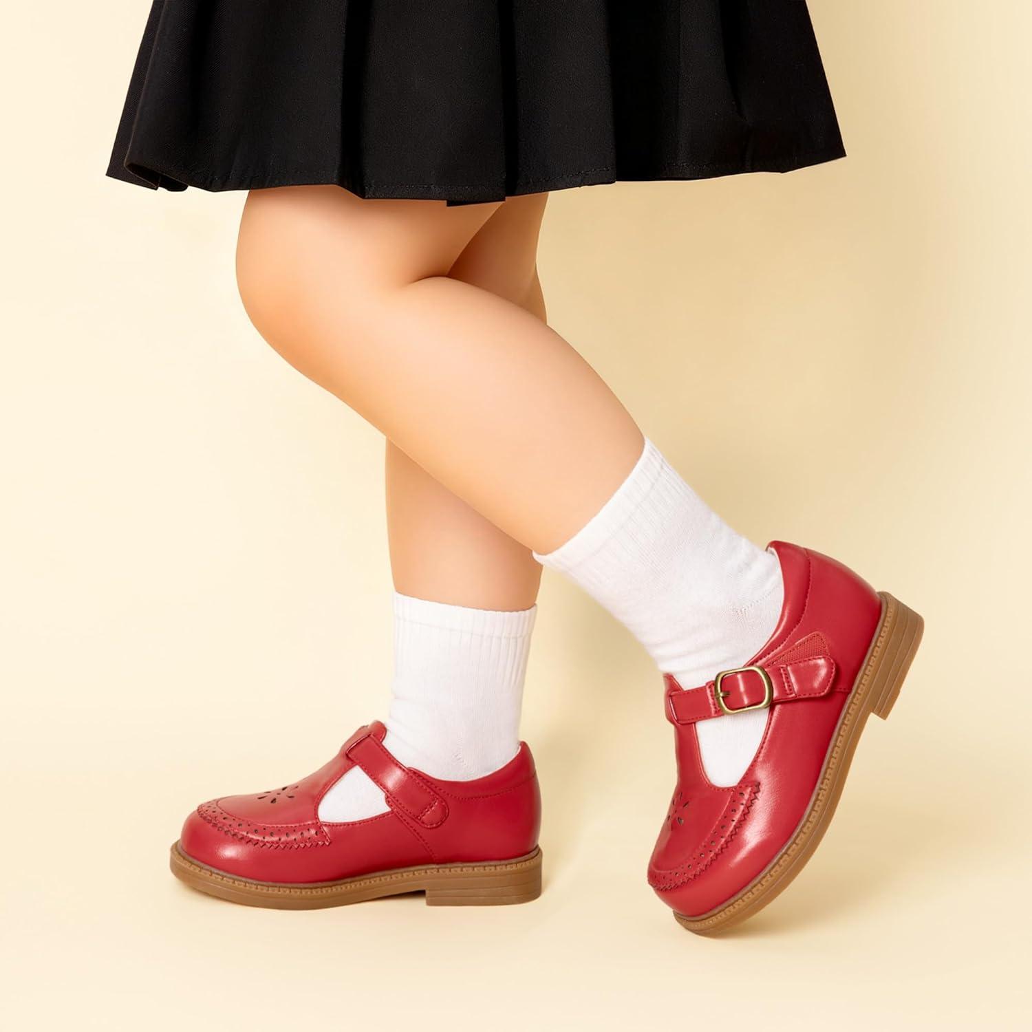 image:imageDREAM PAIRS Toddler Little Girls Mary Jane Dress Shoes Ballet Flats for Girl School Uniform ShoesRed