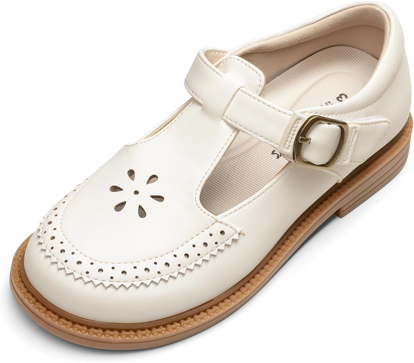 image:imageDREAM PAIRS Toddler Little Girls Mary Jane Dress Shoes Ballet Flats for Girl School Uniform ShoesWhite