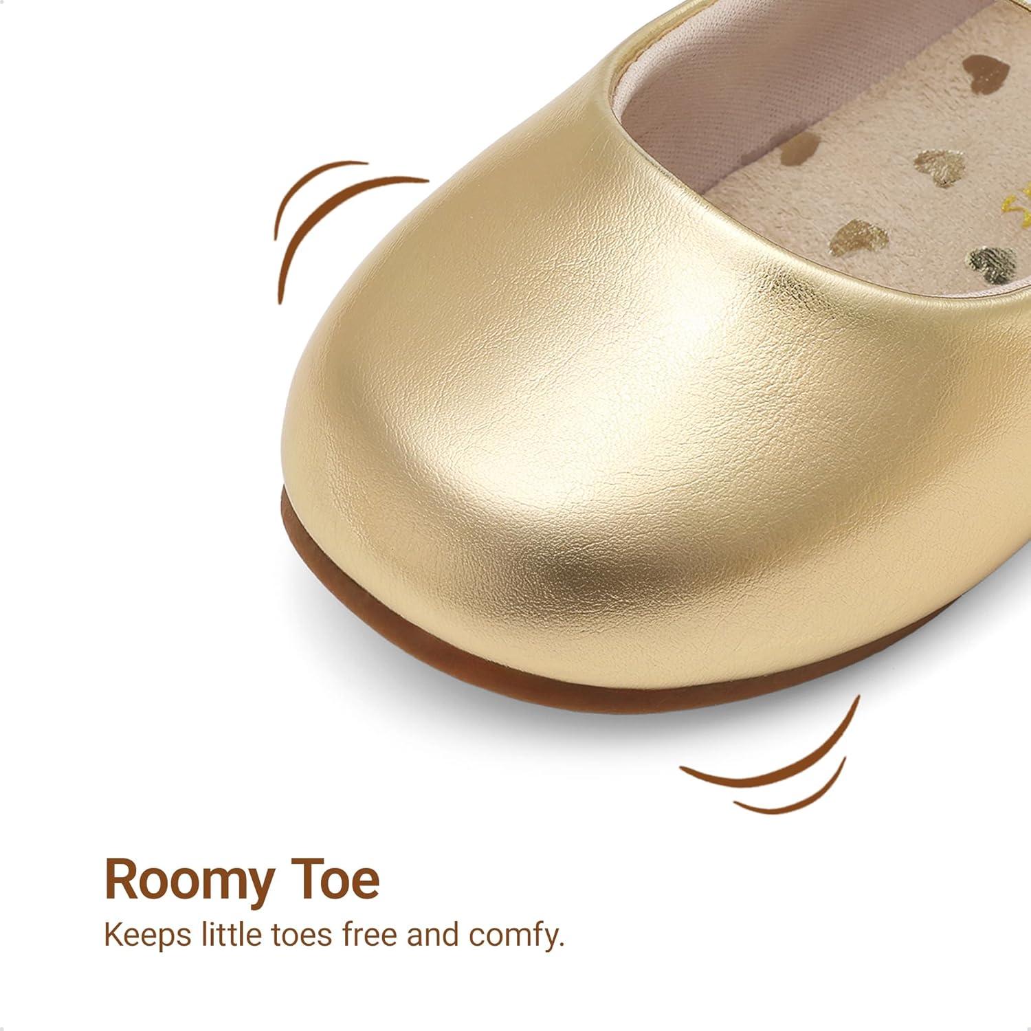 image:imageDREAM PAIRS Toddler Little Girls Mary Jane Dress Shoes Wedding Ballet Flats Round Toe Flower Girl ShoesGold