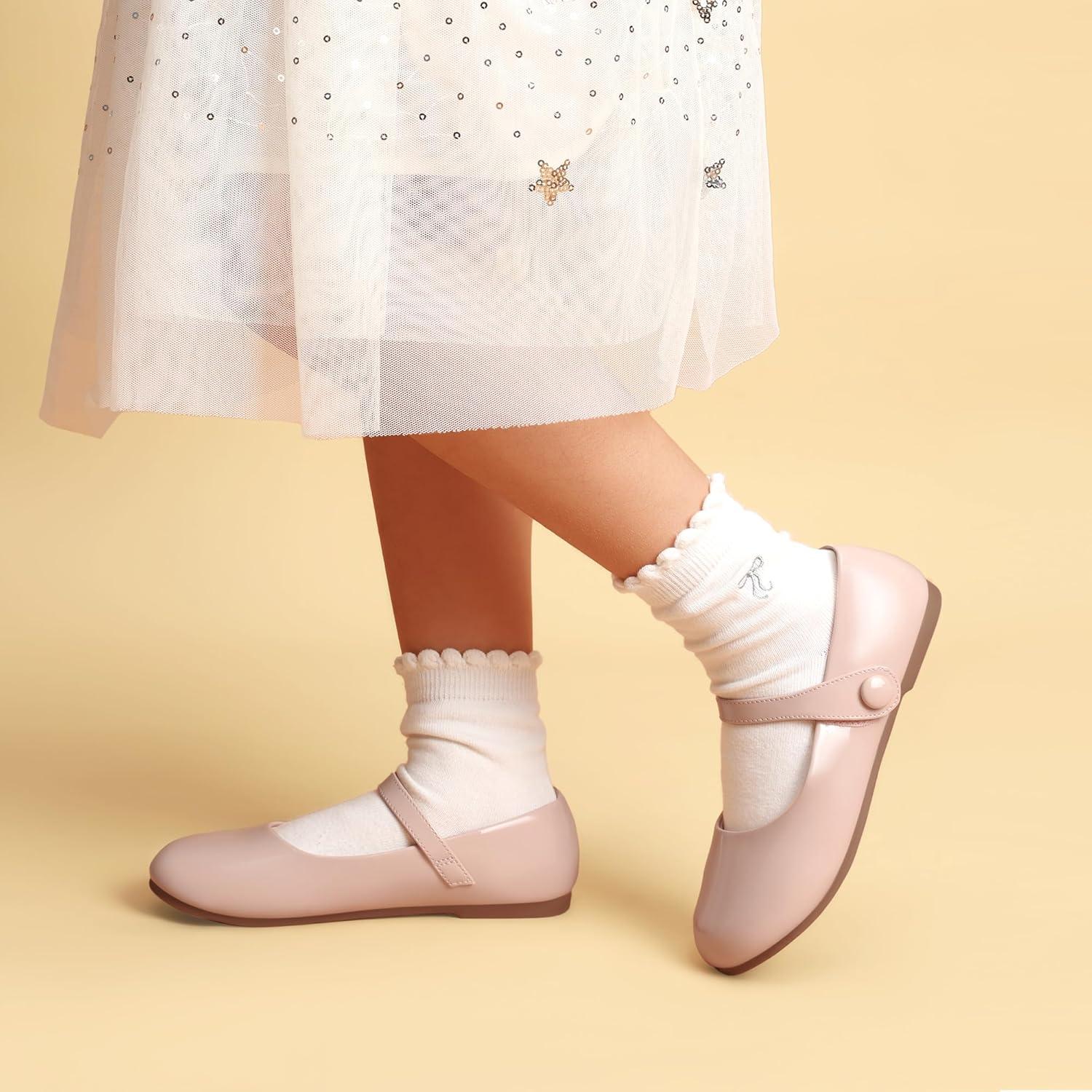 image:imageDREAM PAIRS Toddler Little Girls Mary Jane Dress Shoes Wedding Ballet Flats Round Toe Flower Girl ShoesNude