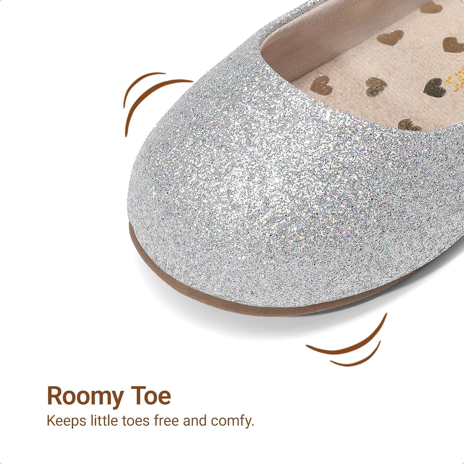 image:imageDREAM PAIRS Toddler Little Girls Mary Jane Dress Shoes Wedding Ballet Flats Round Toe Flower Girl ShoesSilver