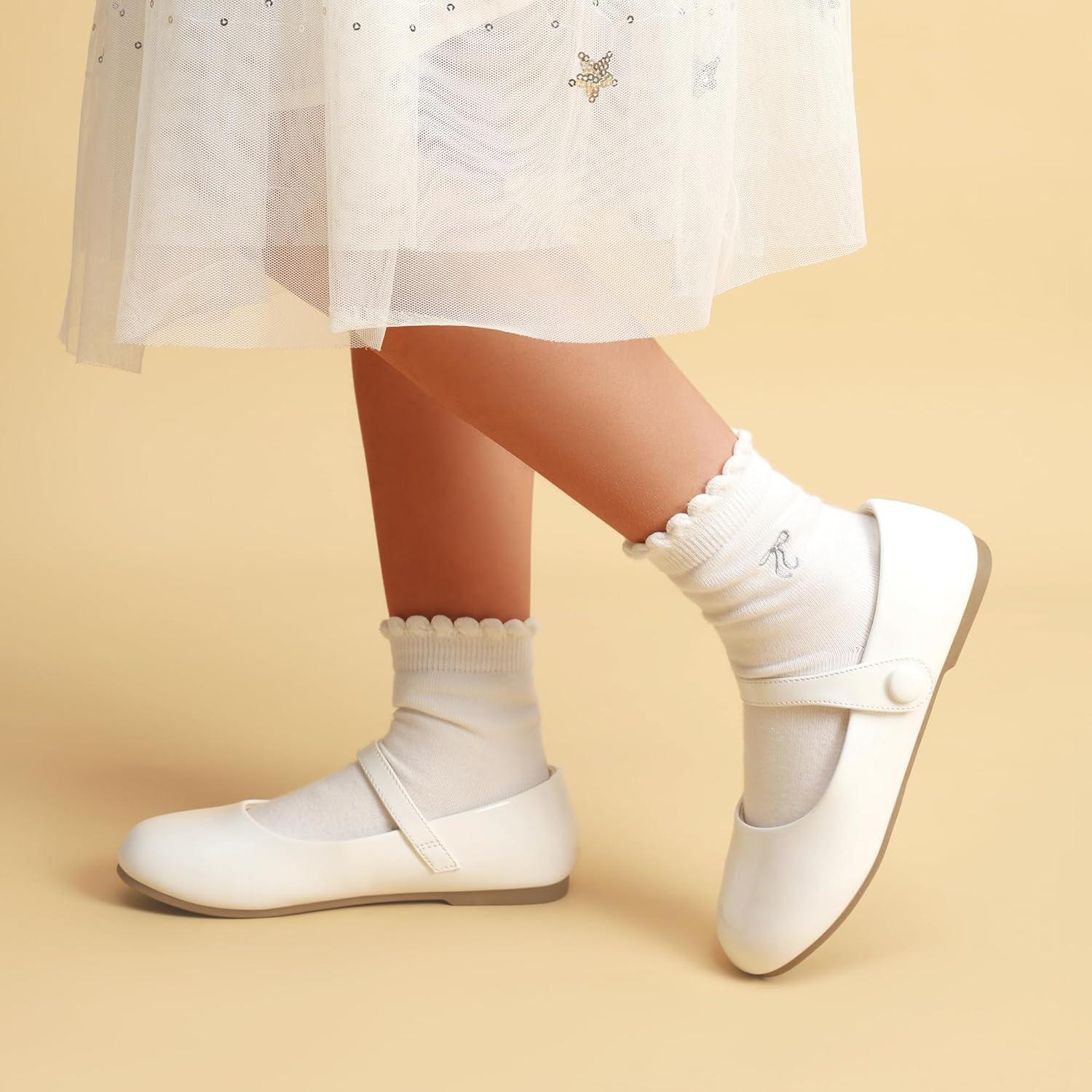 image:imageDREAM PAIRS Toddler Little Girls Mary Jane Dress Shoes Wedding Ballet Flats Round Toe Flower Girl ShoesWhite