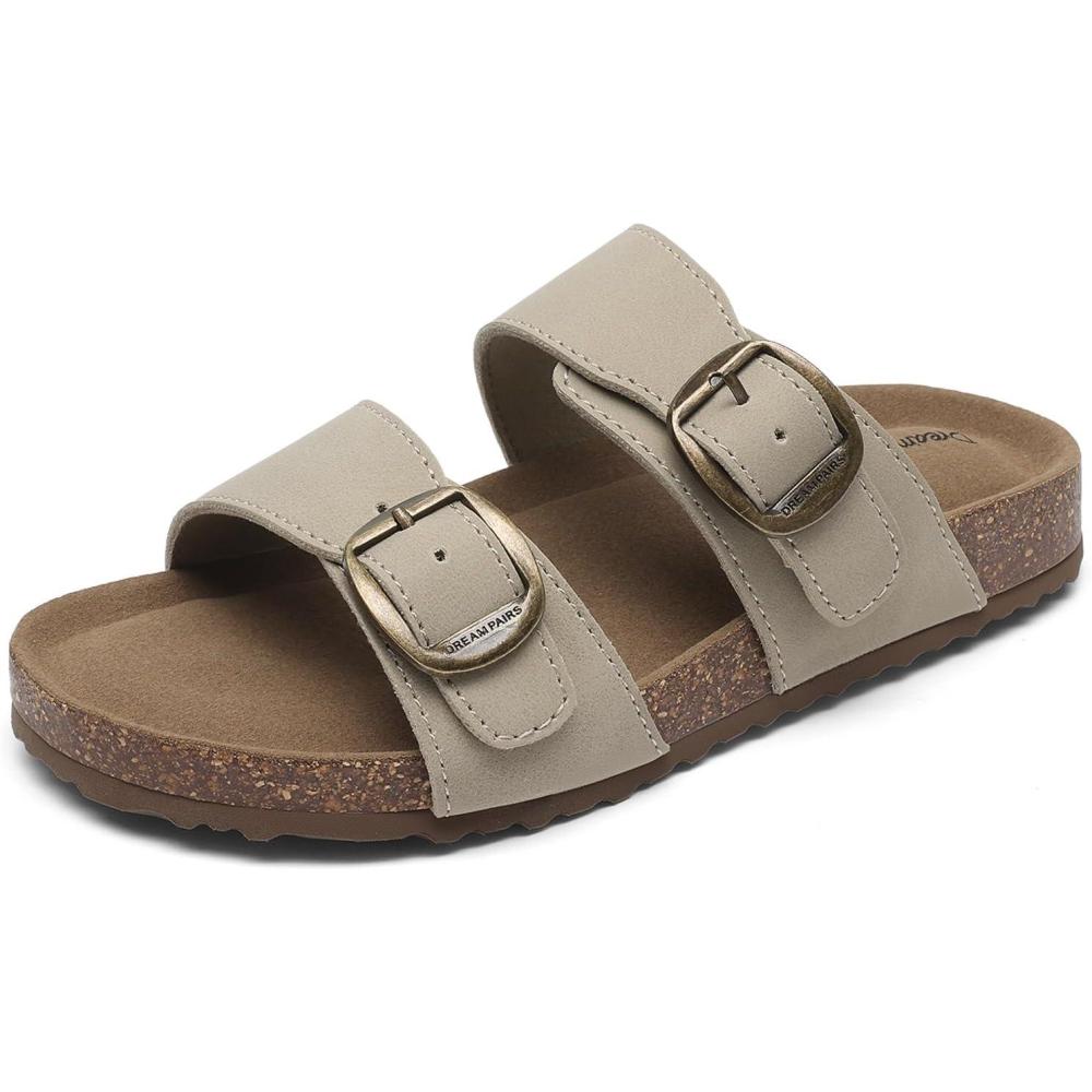 image:imageDREAM PAIRS Girls Boys Slides For Kids NonSlip with Adjustable Straps for Indoor amp Outdoor Toddler Little KidBig KidBeige