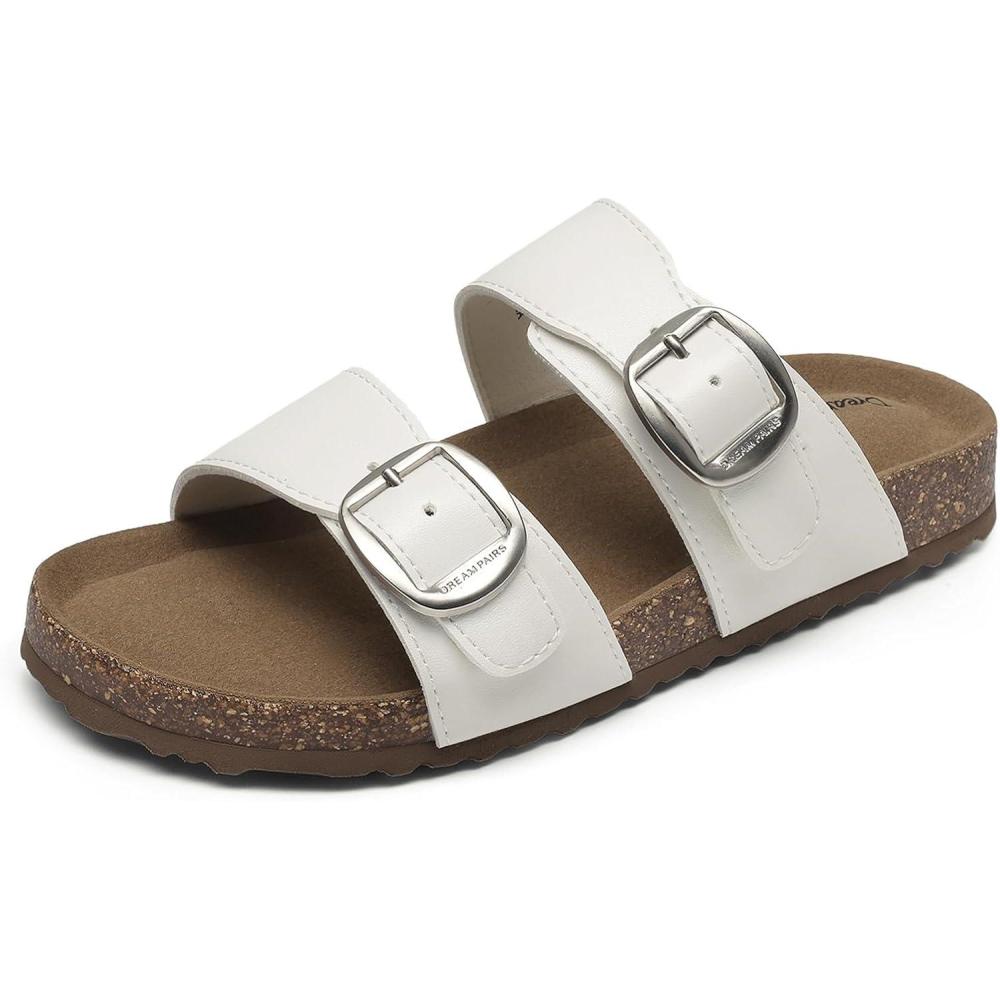 image:imageDREAM PAIRS Girls Boys Slides For Kids NonSlip with Adjustable Straps for Indoor amp Outdoor Toddler Little KidBig KidWhite