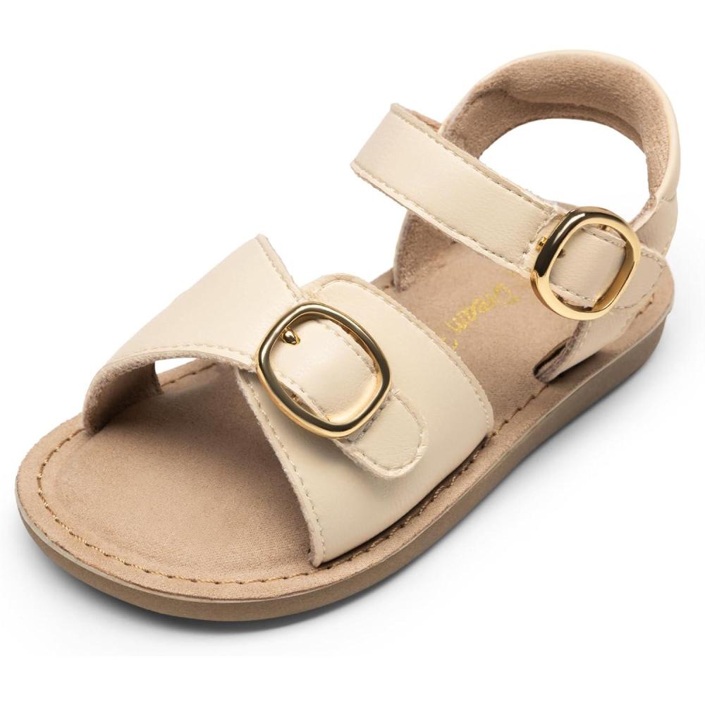 image:imageDREAM PAIRS Girls Sandals Fashion Sandal with Adjustable Straps OpenToe Comfortable Summer Shoes for Toddler Little KidBeige