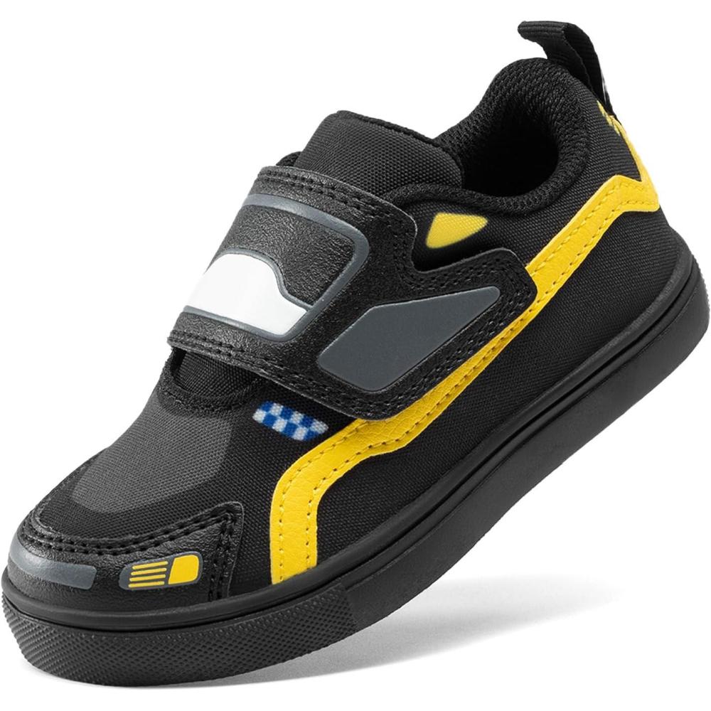 image:imageDREAM PAIRS Toddler Boys Sneakers Little Kids Shoes Fun Cartoon Cute Causal Walking Hook and Loop LightweightBlack