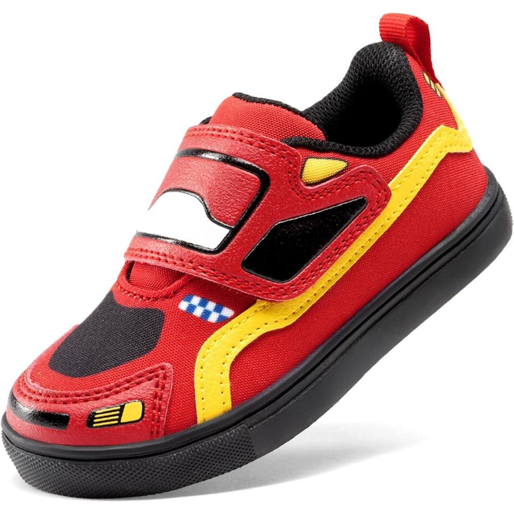 image:imageDREAM PAIRS Toddler Boys Sneakers Little Kids Shoes Fun Cartoon Cute Causal Walking Hook and Loop LightweightRed