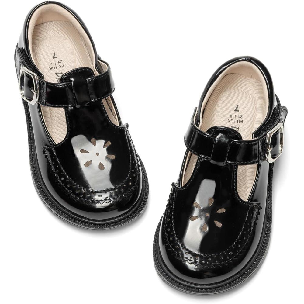 image:imageDREAM PAIRS Toddler Little Girls Mary Jane Dress Shoes Ballet Flats for Girl School Uniform ShoesAll Black