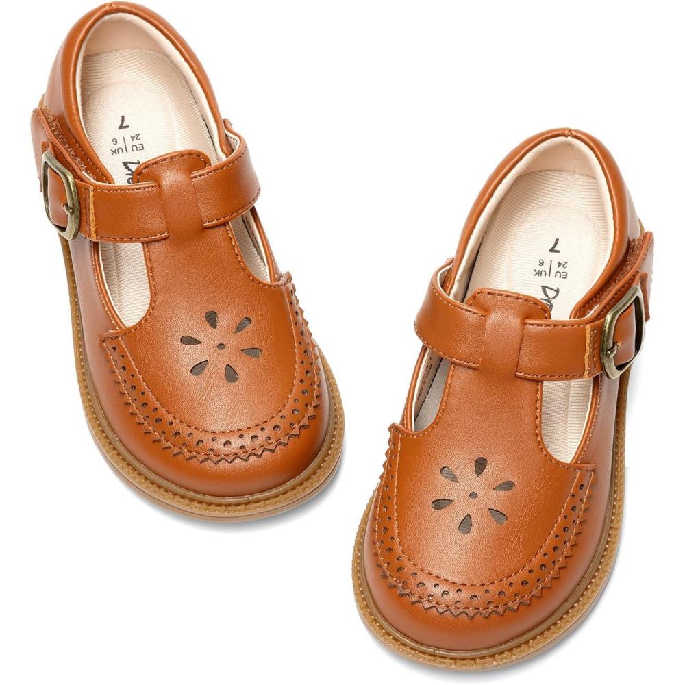 image:imageDREAM PAIRS Toddler Little Girls Mary Jane Dress Shoes Ballet Flats for Girl School Uniform ShoesBrown